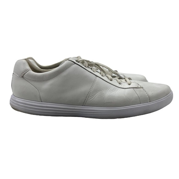 Cole Haan Reagan Shoes Mens 13 White Leather Low Profile Round Toe Sneaker - Picture 1 of 12
